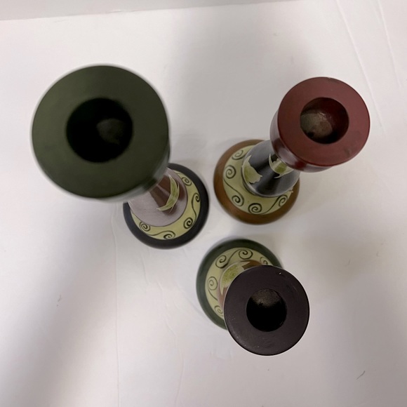 Vintage Anita Rosenberg Hand Painted Candlesticks -Set of 3 - Picture 5 of 7